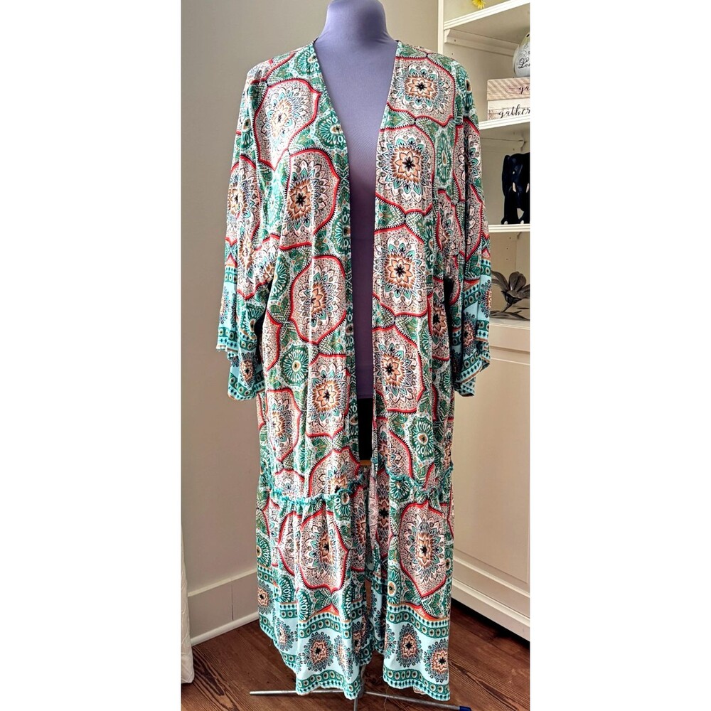 Rusttydustty Kimono Women's 2XL Colorful Flowy Boho Hippie Festival